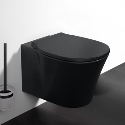 VAS WC CONNECT AIR SUSPENDAT RIMLESS+, 54.5X36.5 CM, FIXARE COMPLET ASCUNSA, SILK BLACK